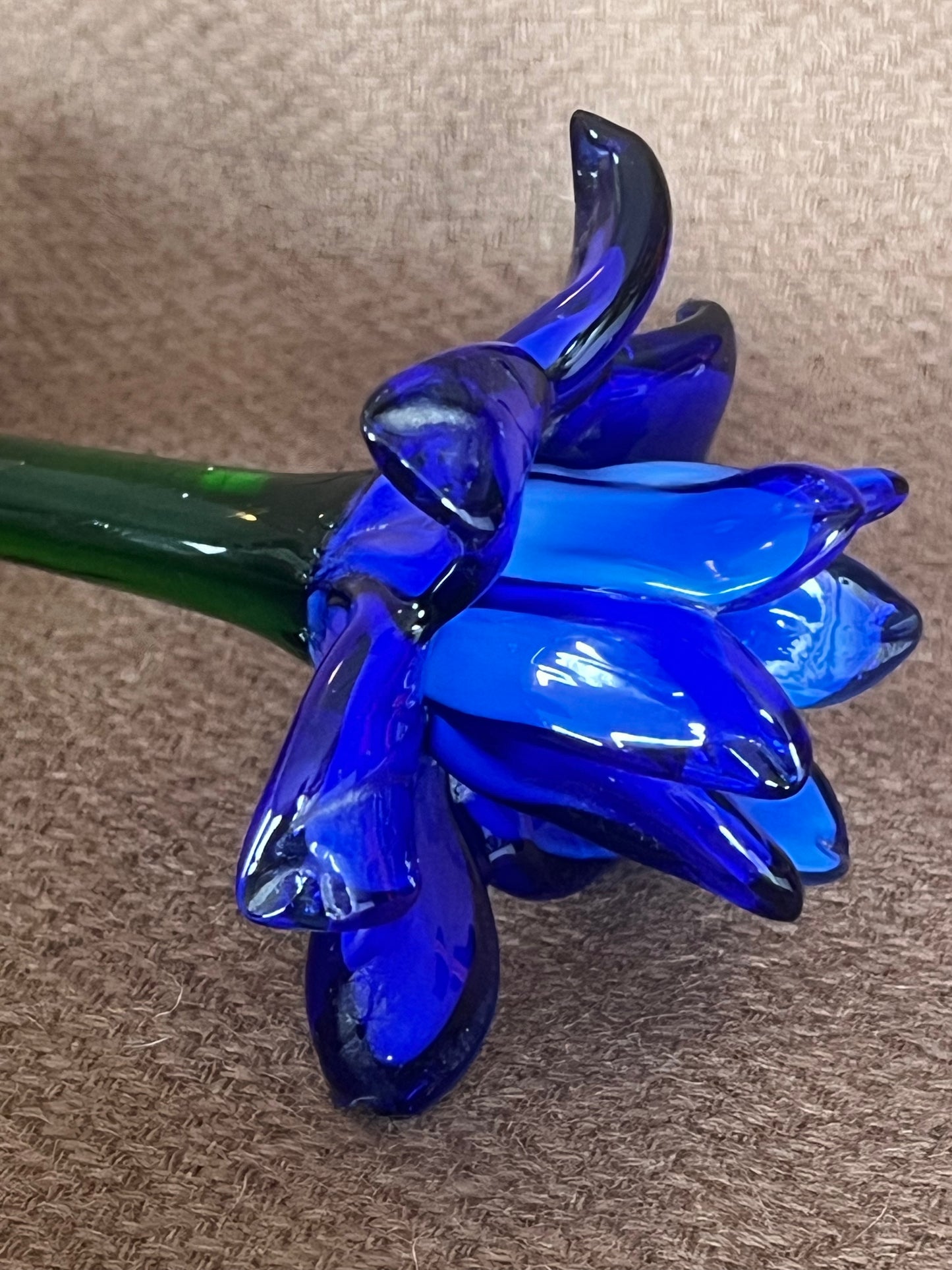 Large Murano Style Glass Flower Blue & White
