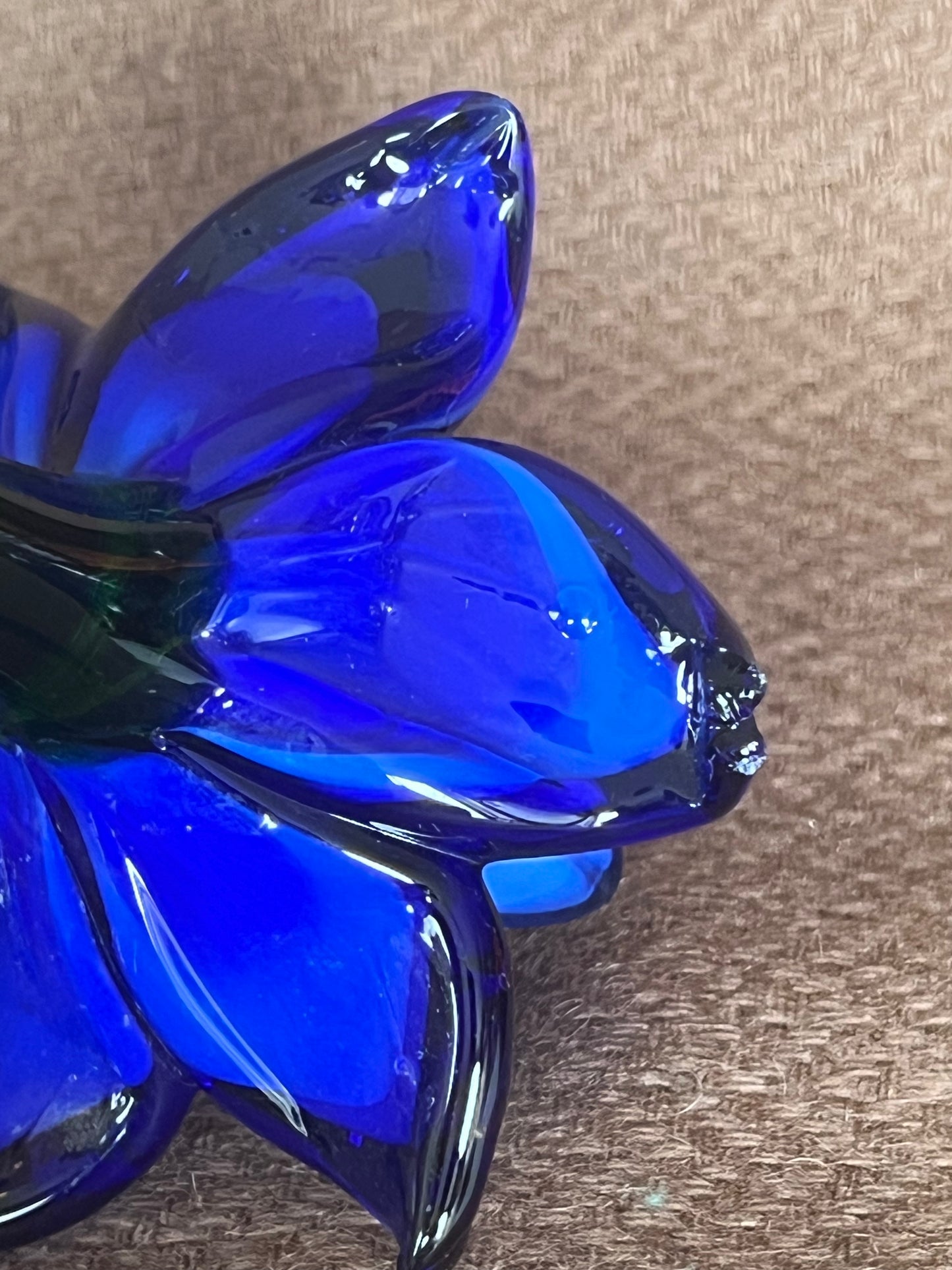 Large Murano Style Glass Flower Blue & White