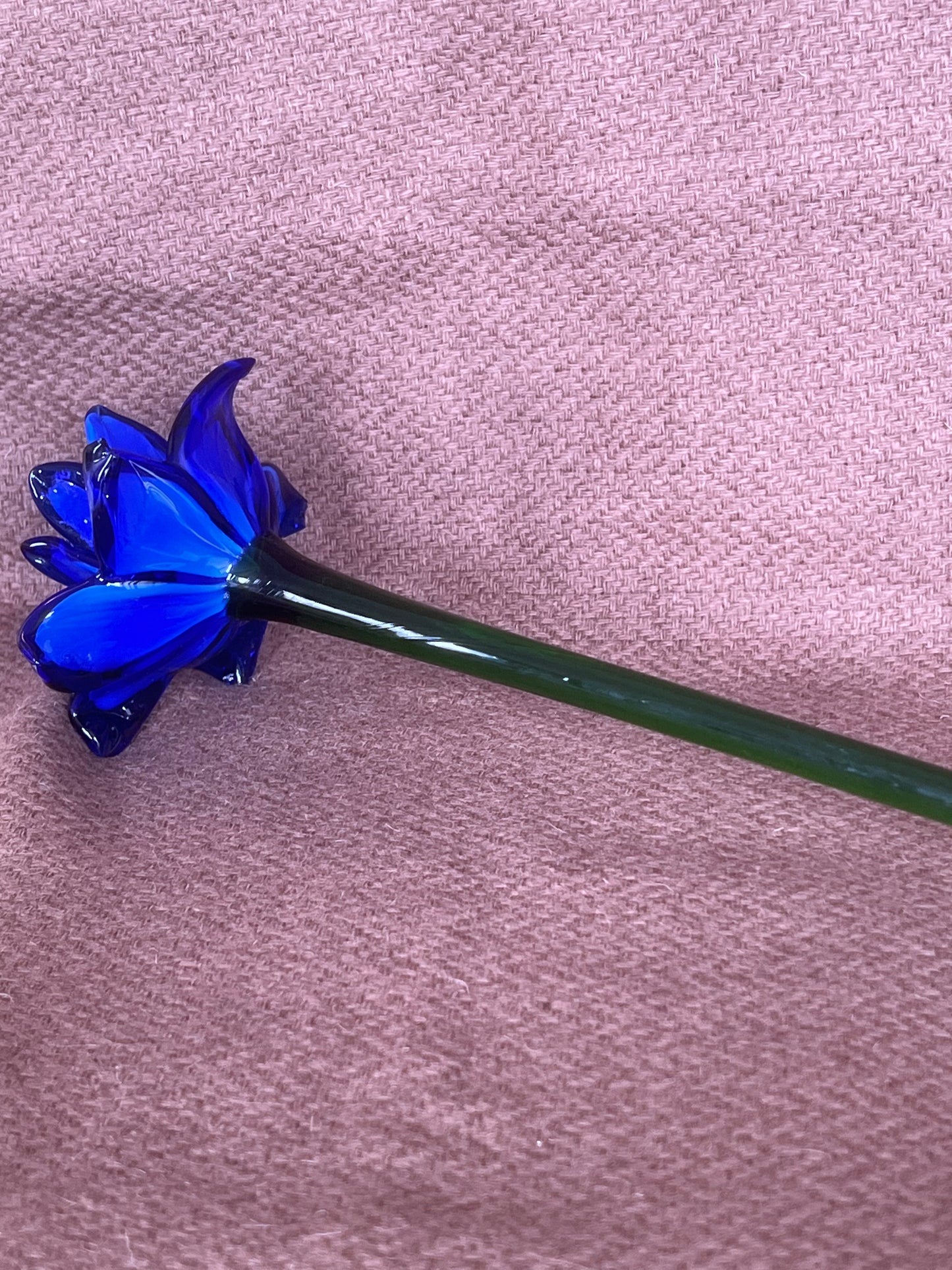 Large Murano Style Glass Flower Blue & White