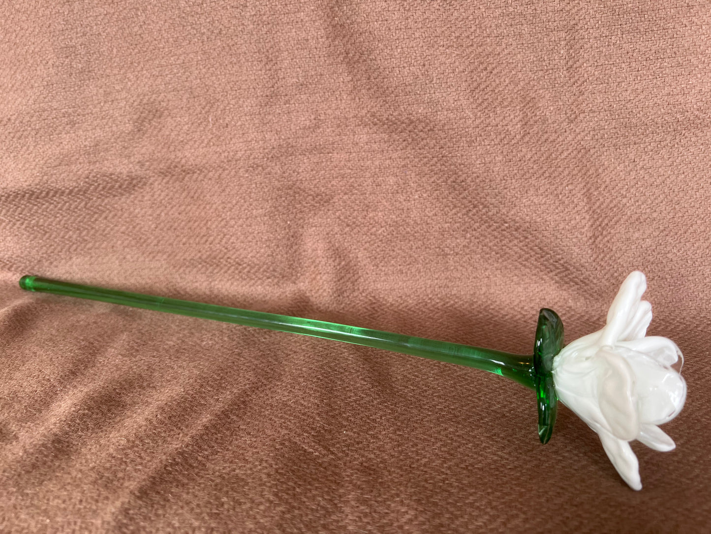 Large Murano Style Glass White Flower