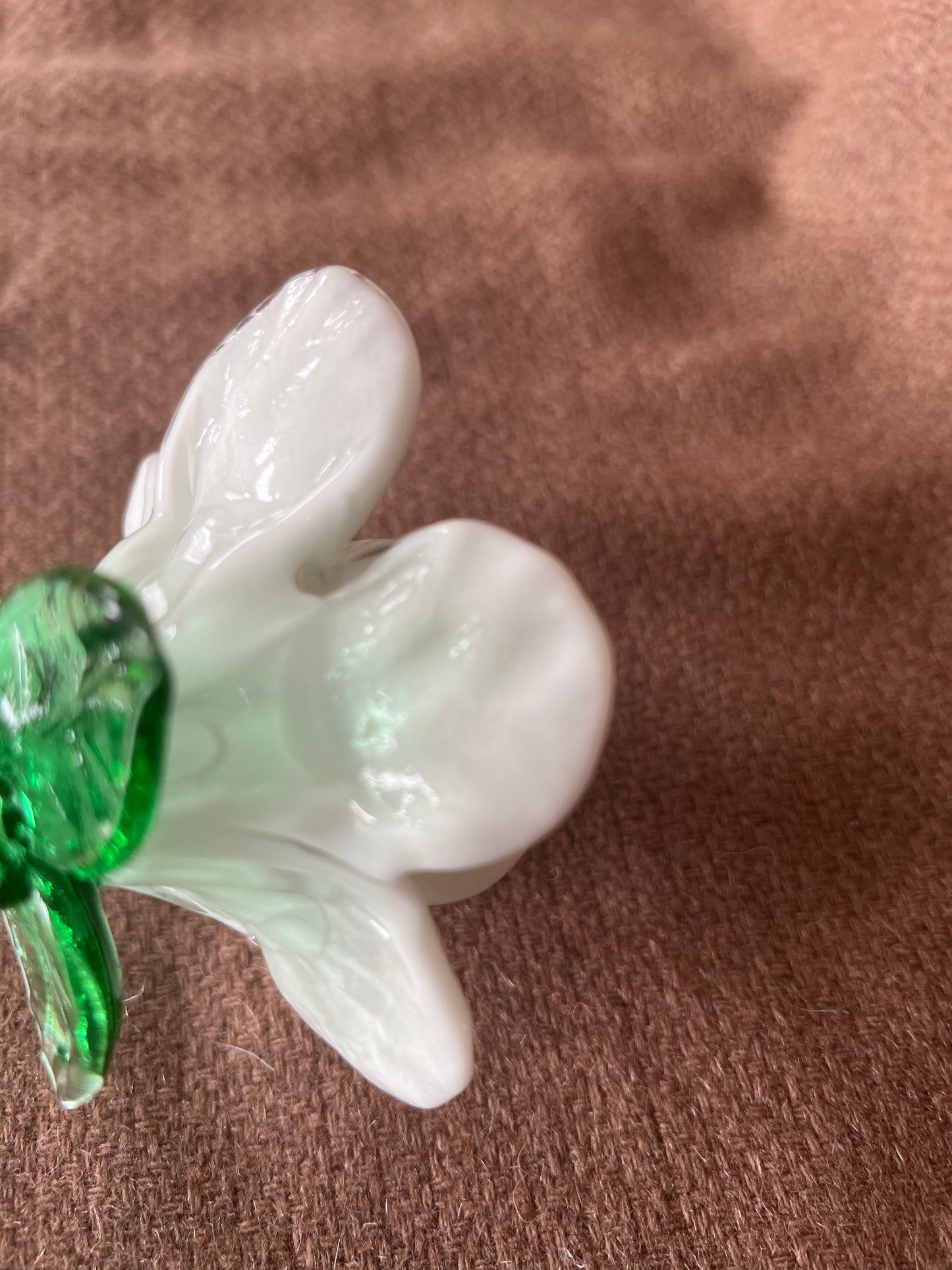 Large Murano Style Glass White Flower