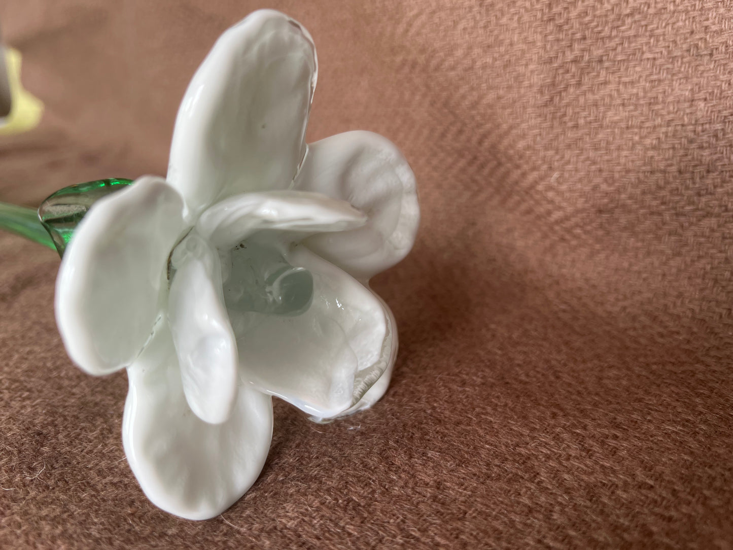 Large Murano Style Glass White Flower