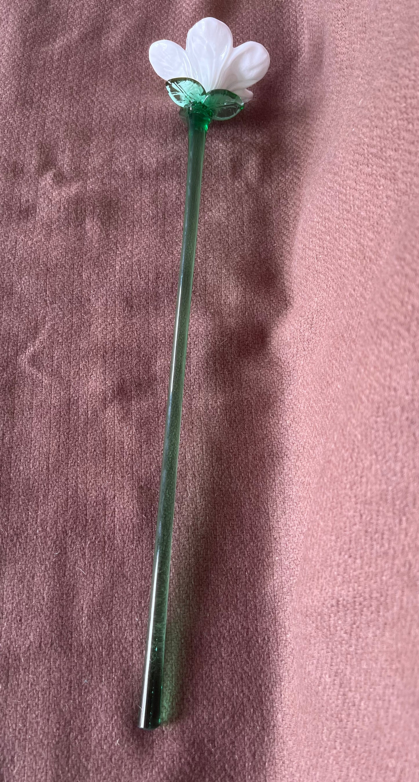 Large Murano Style Glass White Flower