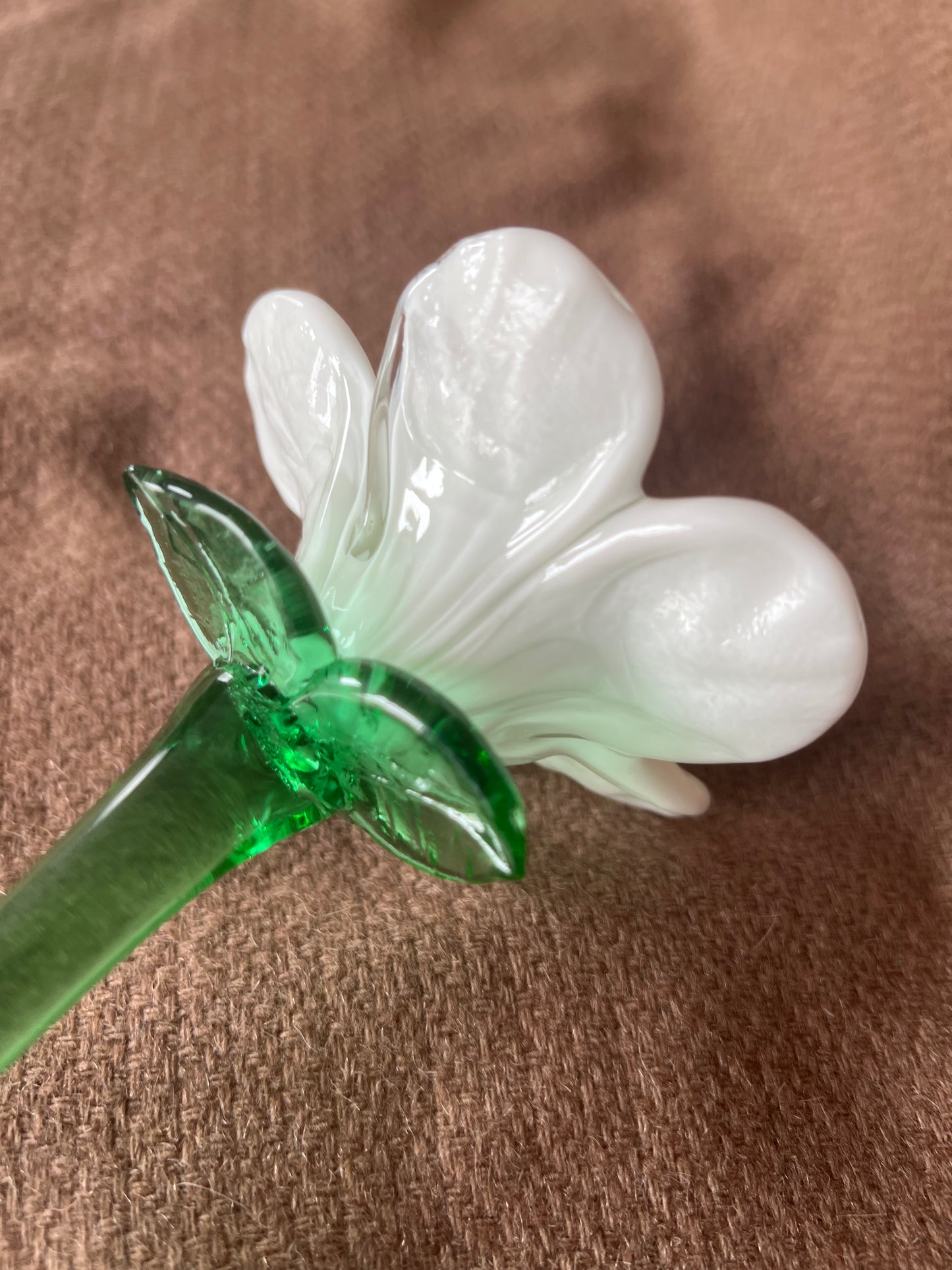 Large Murano Style Glass White Flower