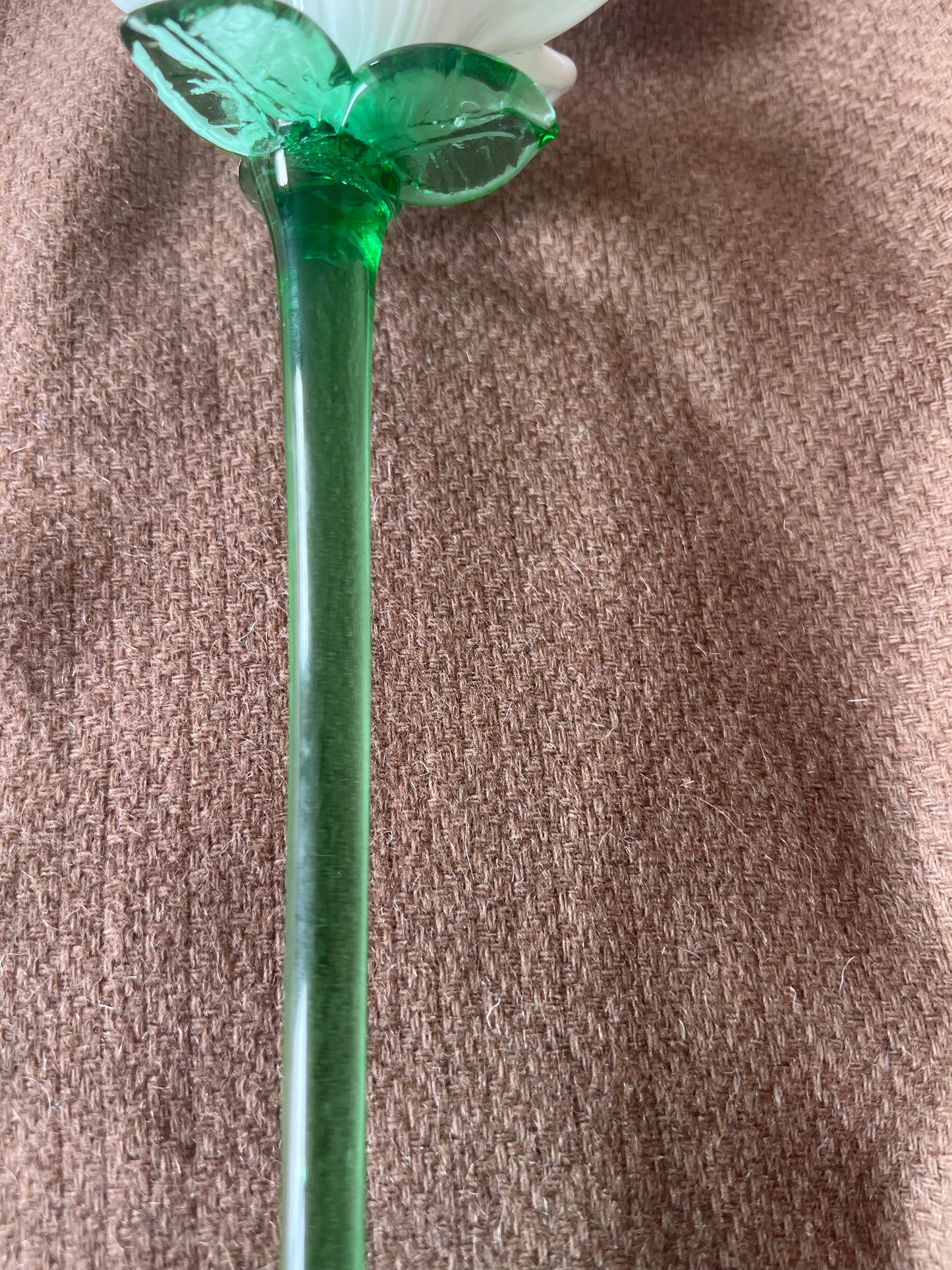 Large Murano Style Glass White Flower