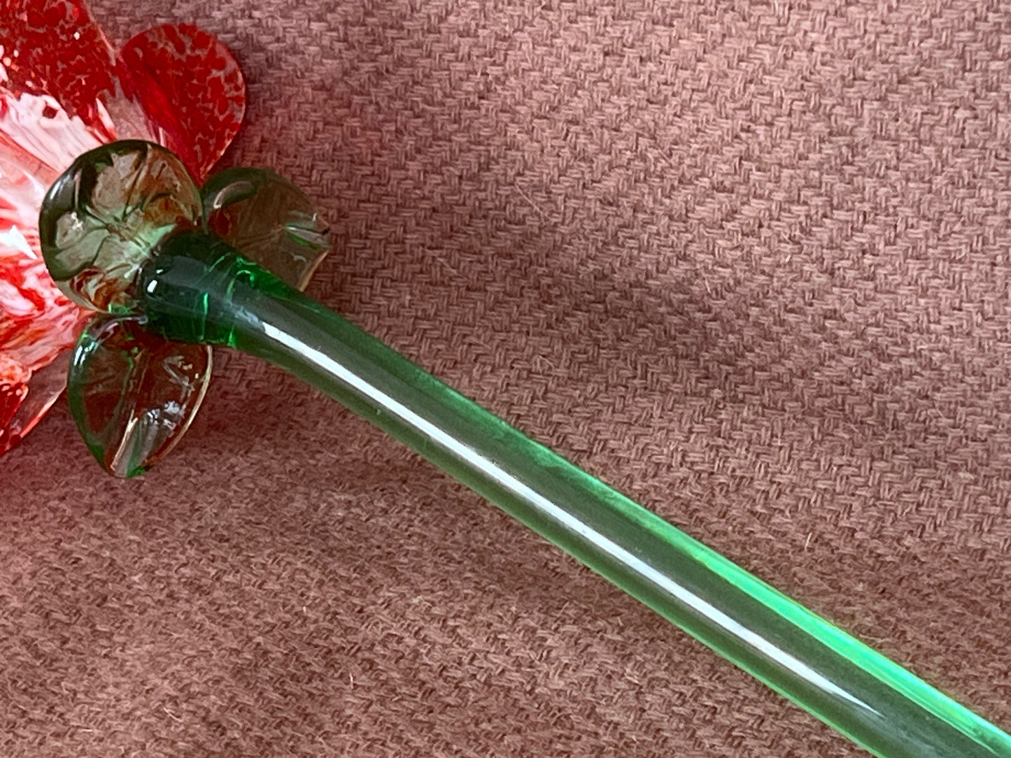 Large Murano Style Glass Flower Red & White