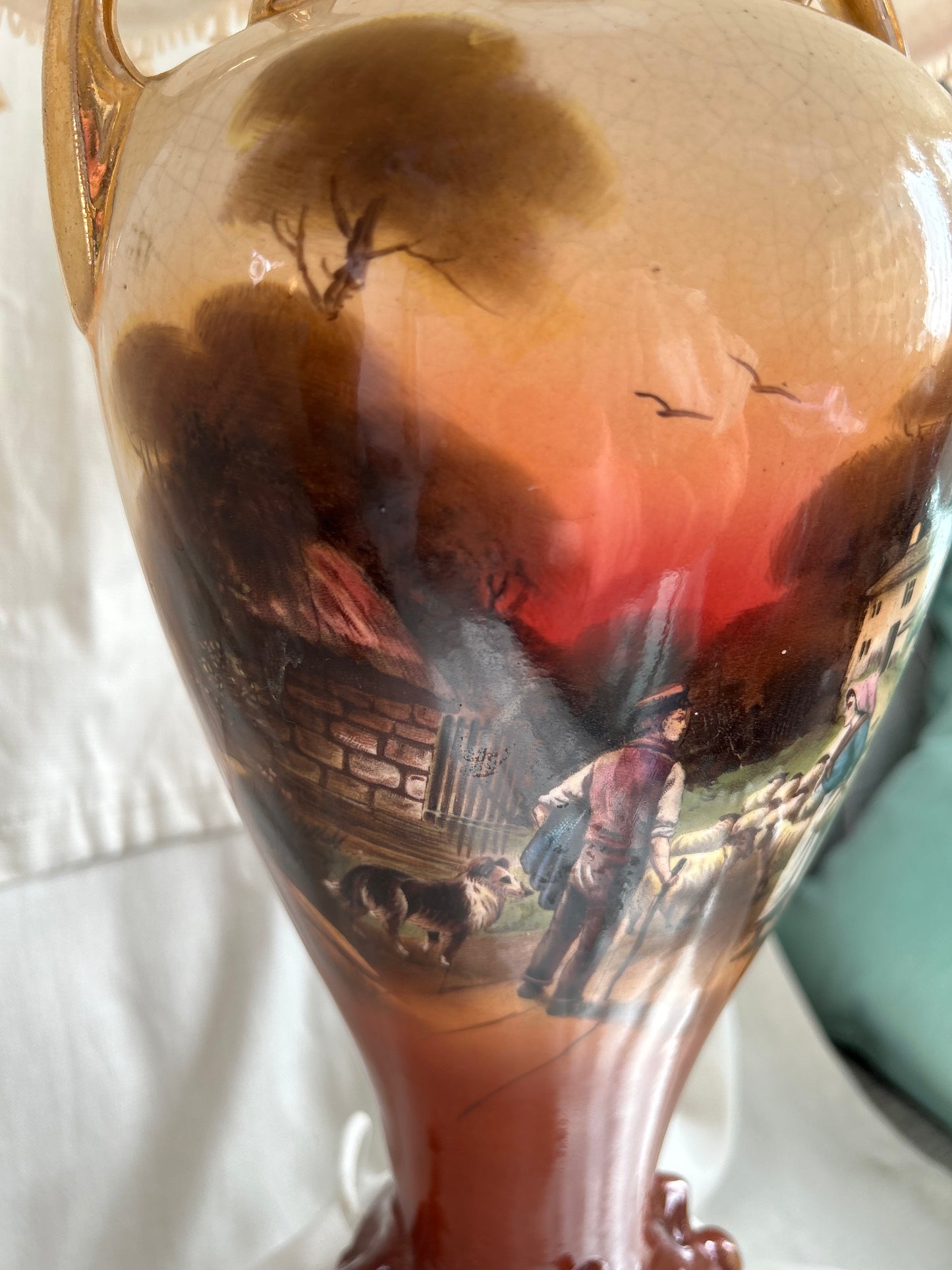 Vintage Rare Falcon Ware Pottery Vases Converted To Lamps