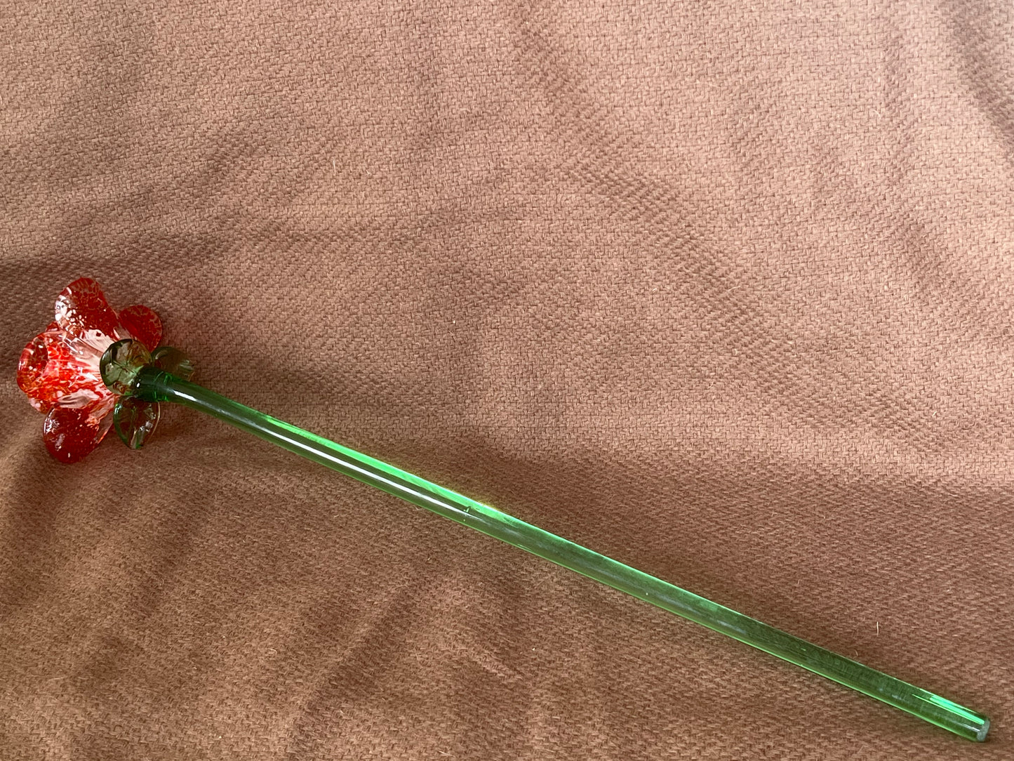 Large Murano Style Glass Flower Red & White