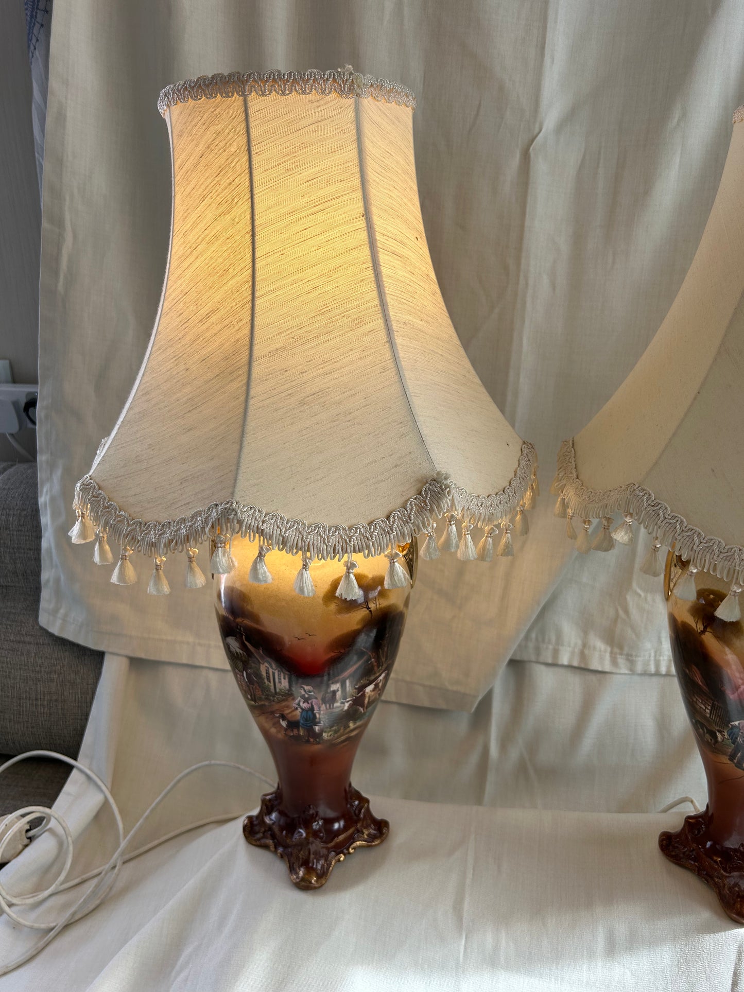 Vintage Rare Falcon Ware Pottery Vases Converted To Lamps