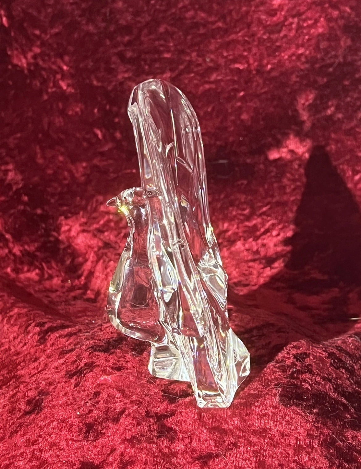 Stunning Baccarat French Crystal Glass Peacock Figurine