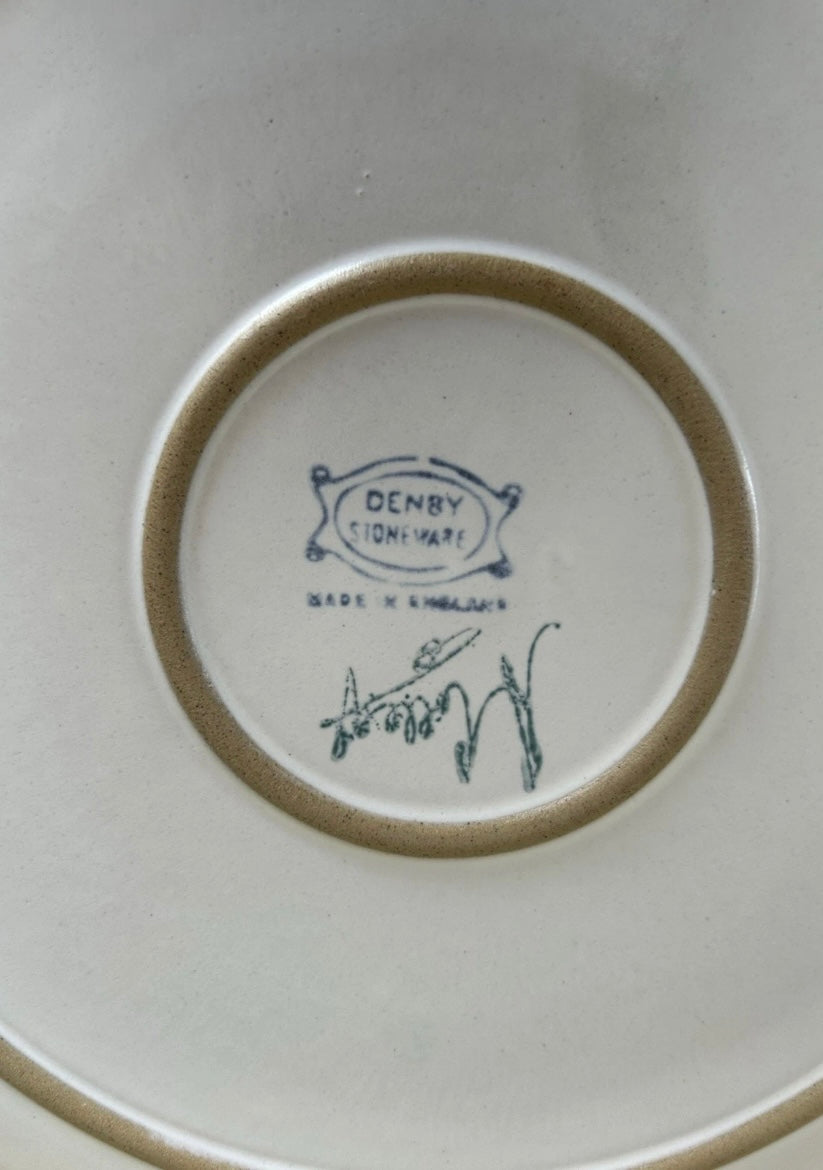 Vintage Rare 2 x Denby Flair Rooster Dinner Plates Signed by Artist