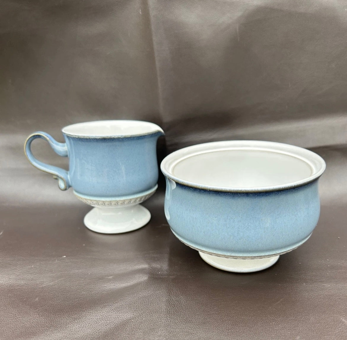 Denby Castile Blue Creamer & Sugar Bowl