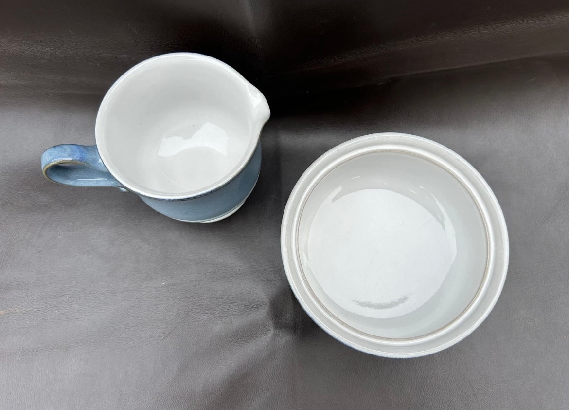Denby Castile Blue Creamer & Sugar Bowl