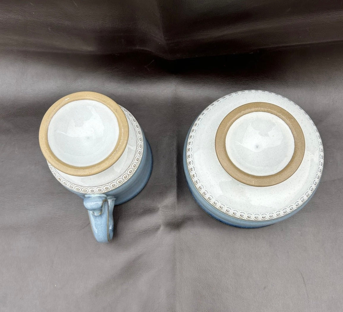 Denby Castile Blue Creamer & Sugar Bowl