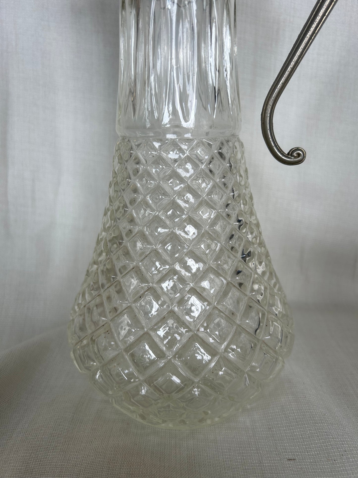 Pair of Antique E.P. Zinc Silver Plated Crystal Decanters