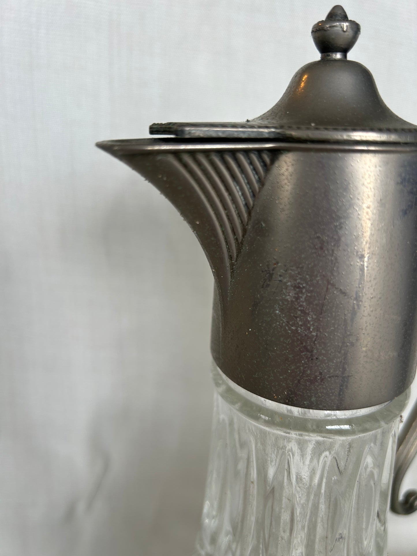 Pair of Antique E.P. Zinc Silver Plated Crystal Decanters