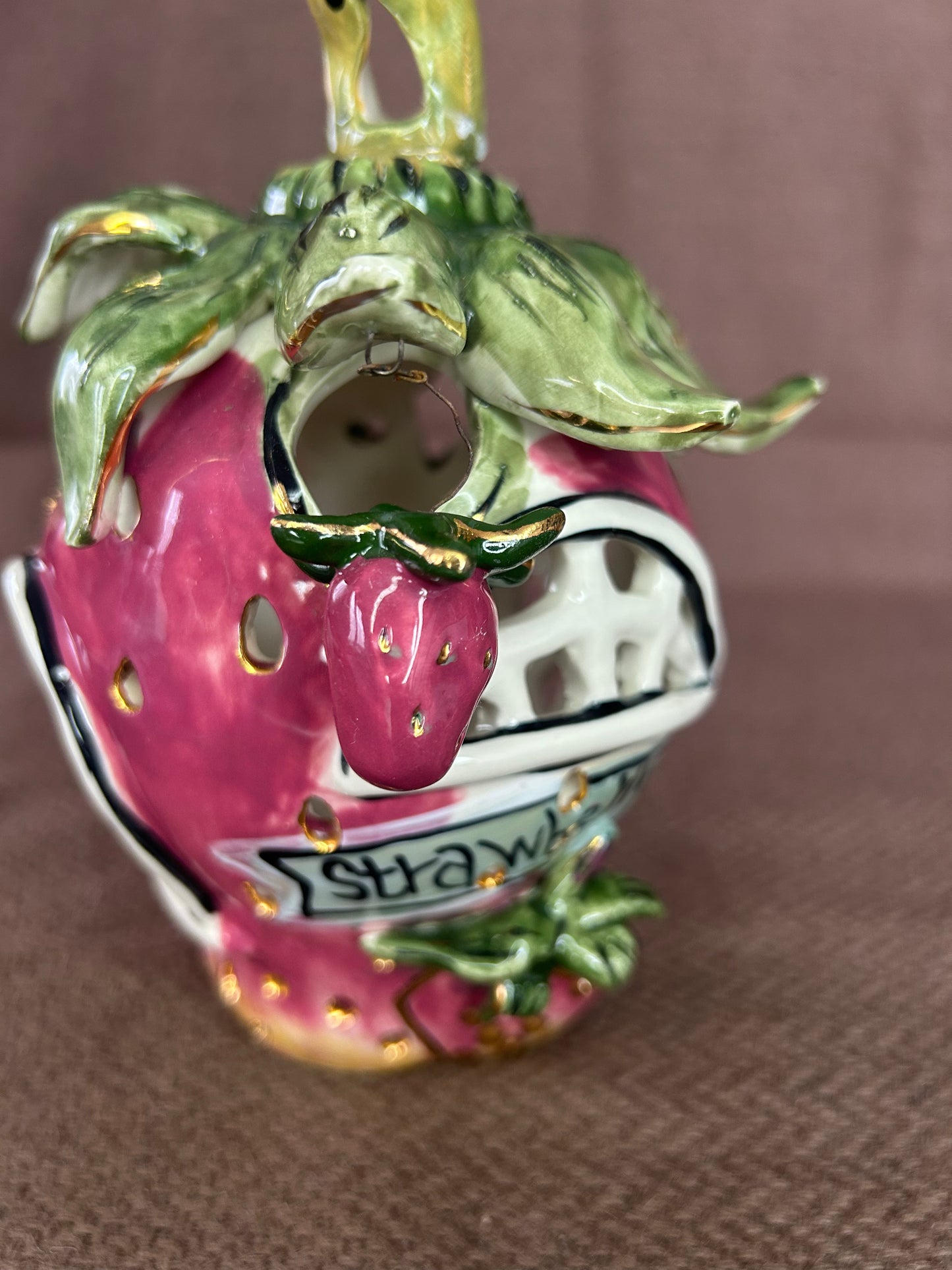 The Strawberry House Blue Sky Clayworks Tea Light Heather Goldminc 2001 Complete With Plate
