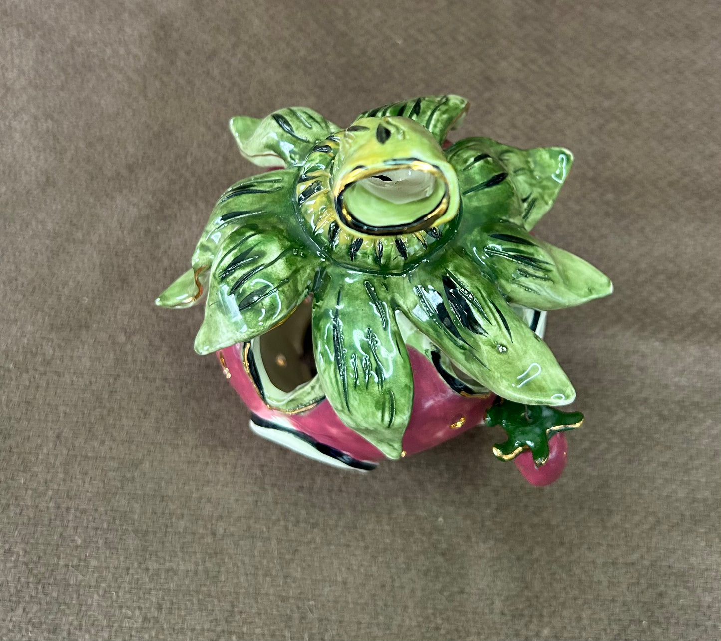 The Strawberry House Blue Sky Clayworks Tea Light Heather Goldminc 2001 Complete With Plate
