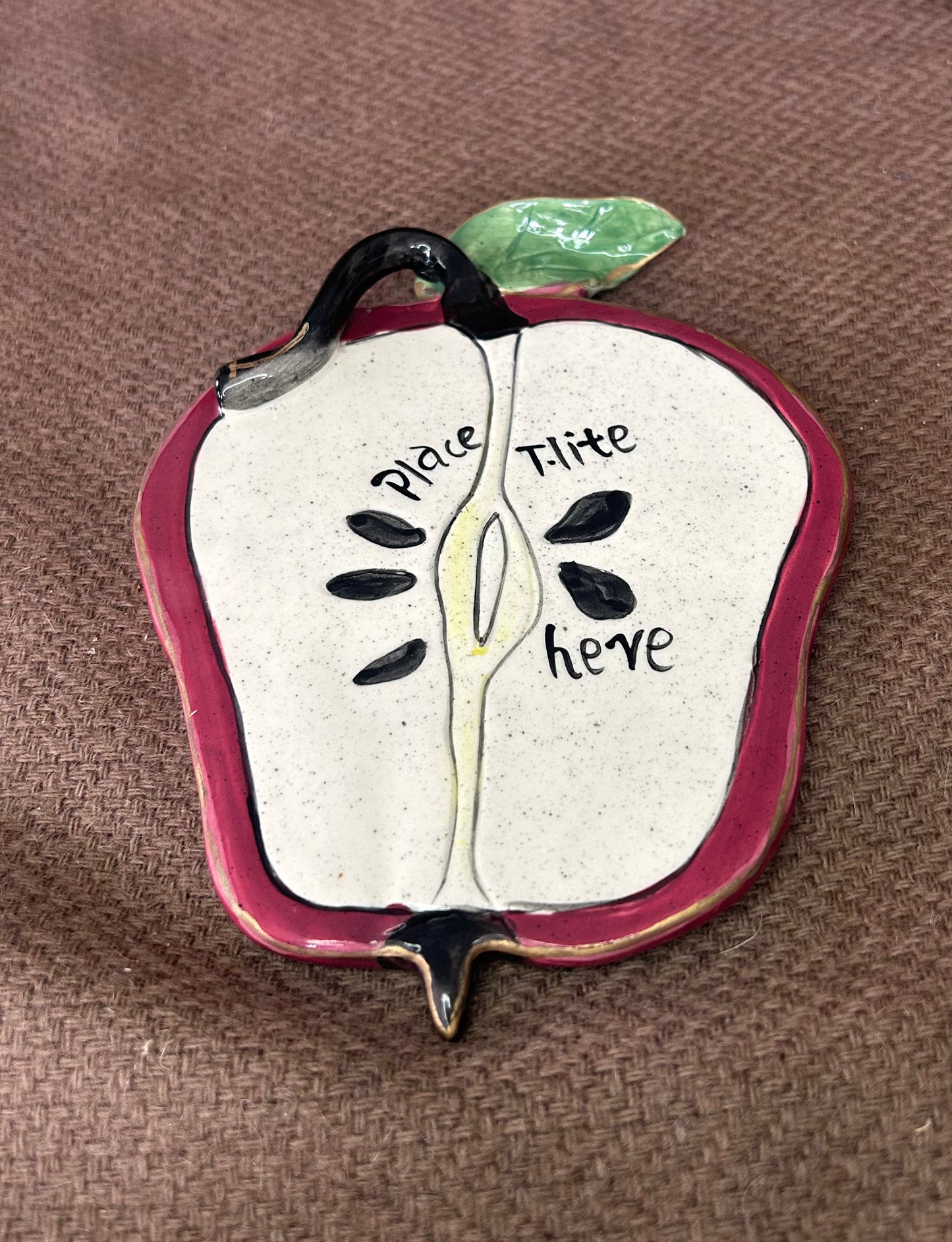 The Apple Abode Blue Sky Clayworks Tea Light Heather Goldminc 2001 Complete With Plate