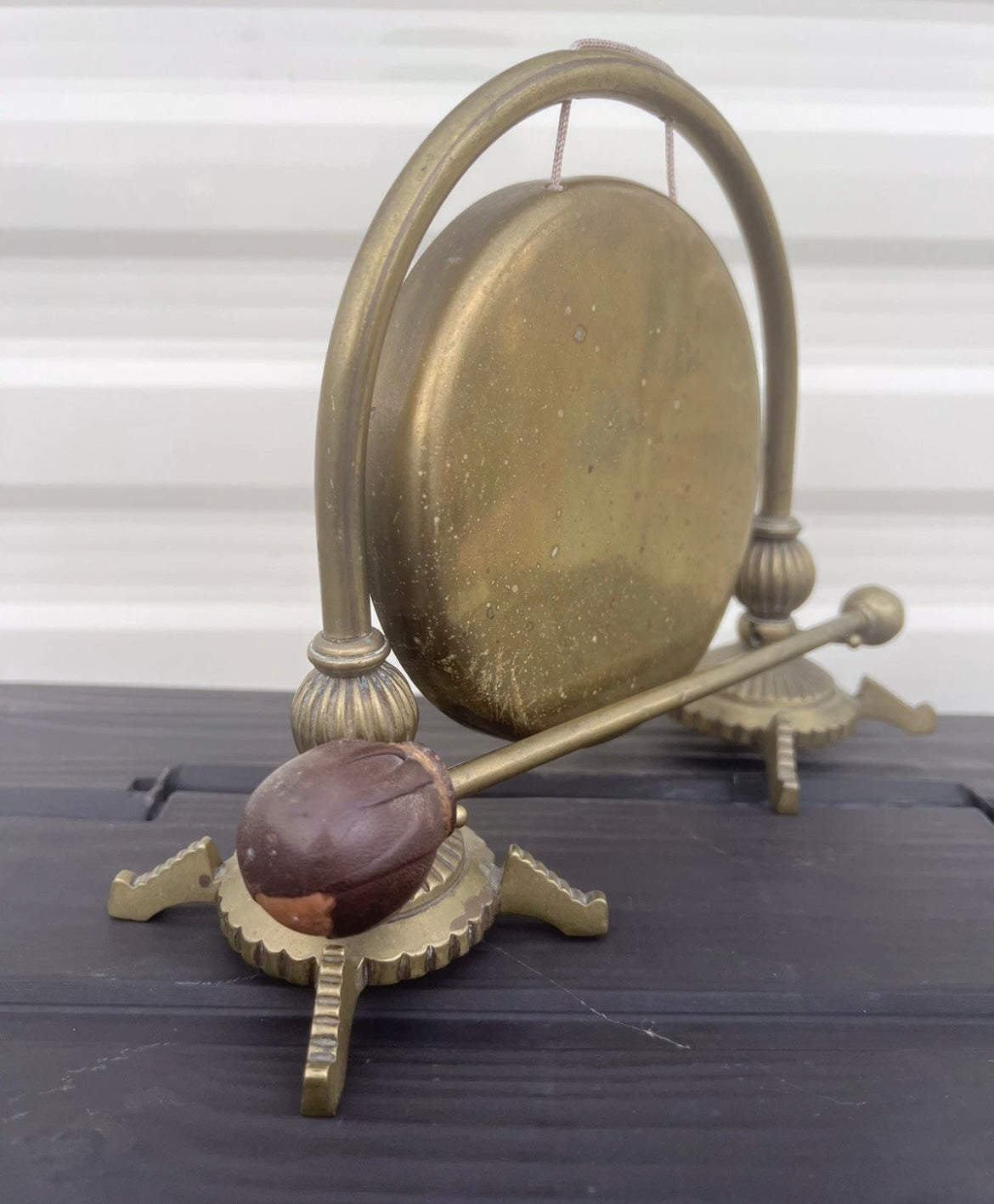 Quality Antique Art Nouveau Brass Dinner Gong, Circa-1930