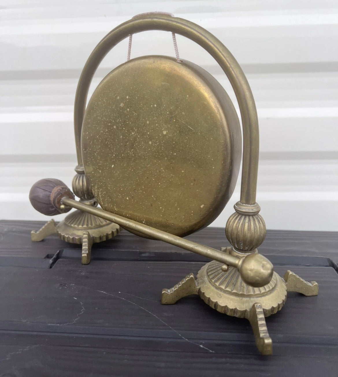Quality Antique Art Nouveau Brass Dinner Gong, Circa-1930