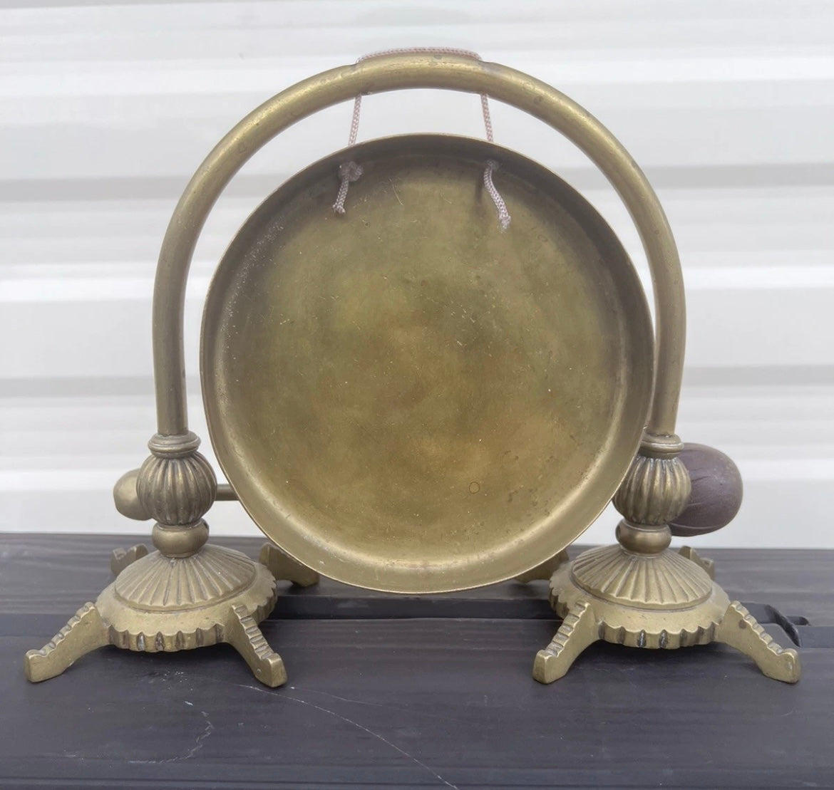 Quality Antique Art Nouveau Brass Dinner Gong, Circa-1930