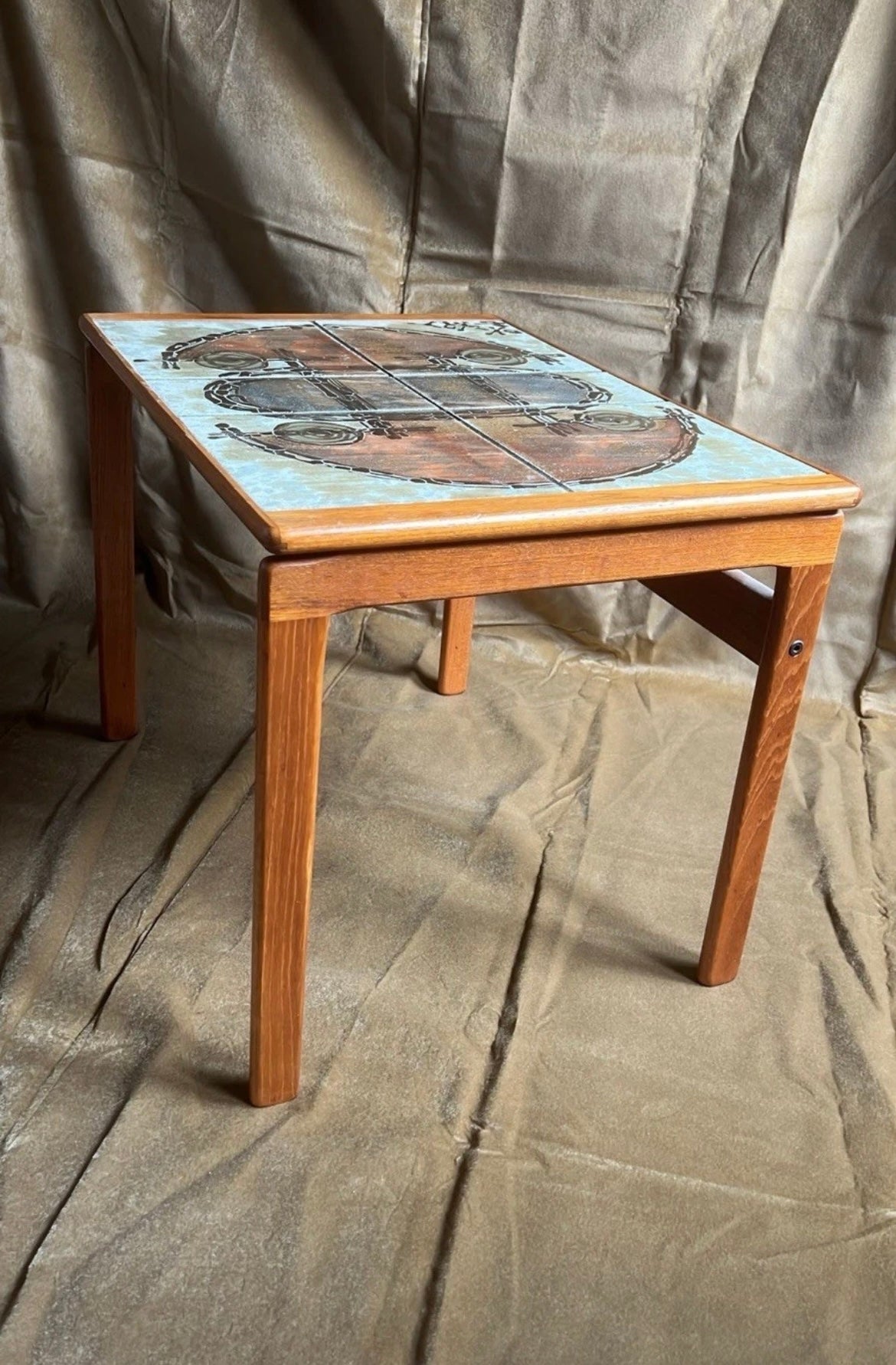 Danish Ox-Art Teak 1976 Nest Of Tables Tiled Tops
