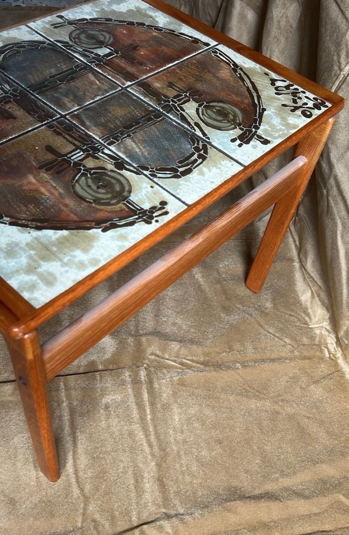 Danish Ox-Art Teak 1976 Nest Of Tables Tiled Tops