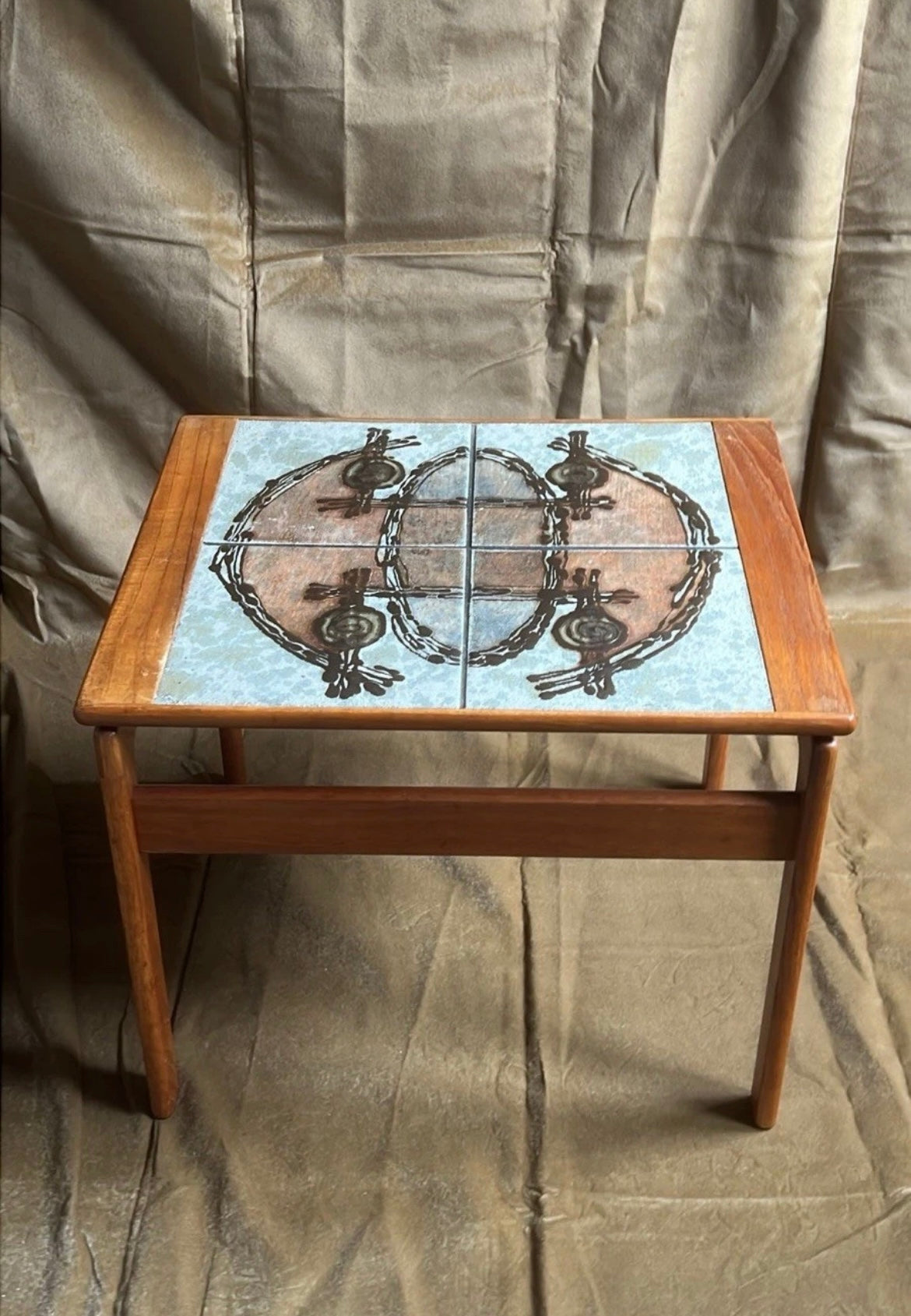 Danish Ox-Art Teak 1976 Nest Of Tables Tiled Tops
