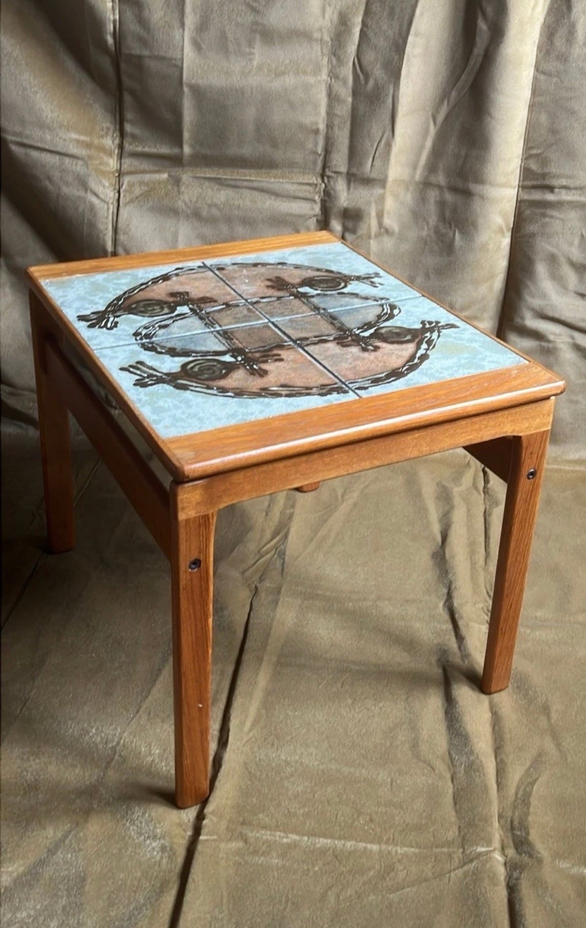 Danish Ox-Art Teak 1976 Nest Of Tables Tiled Tops