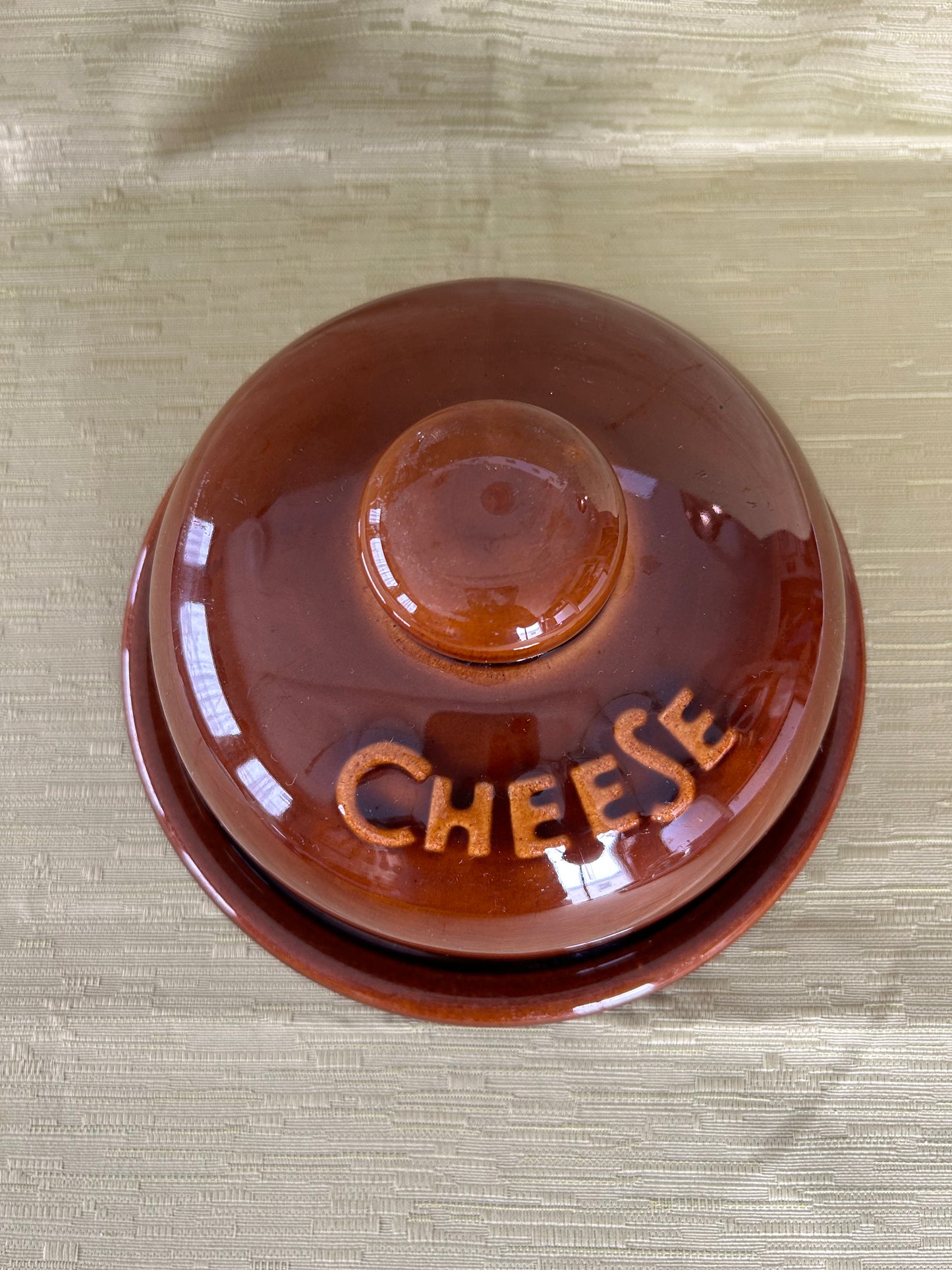 Vintage Cheese Dish Dome DDR German Pottery Lidded & Glazed