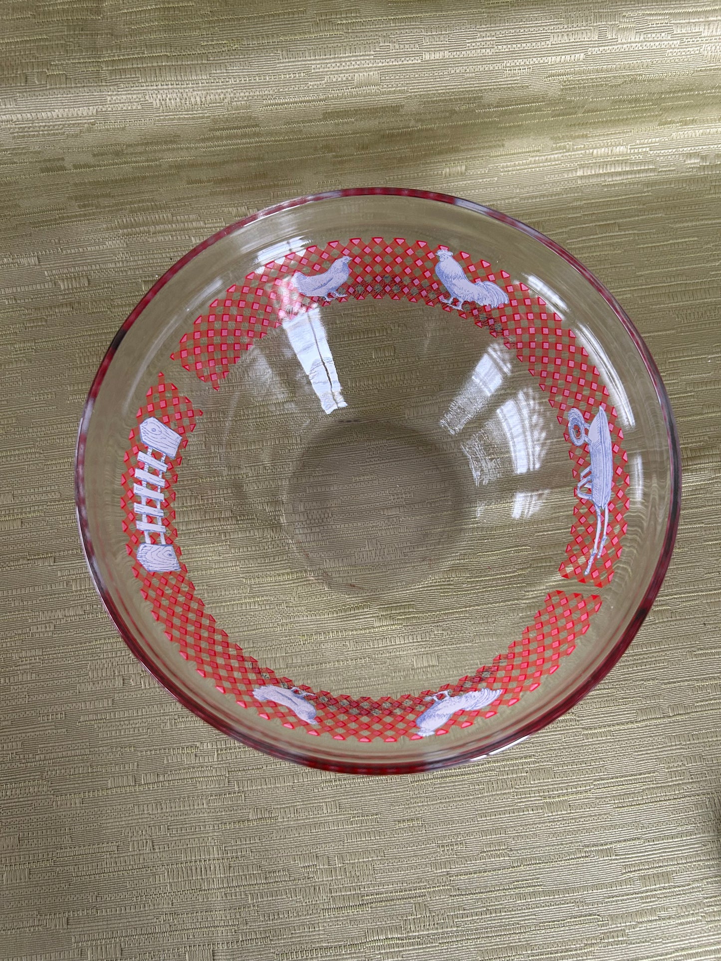 Vintage Set of 3 Pyrex Style Chicken Design Mixing Bowls