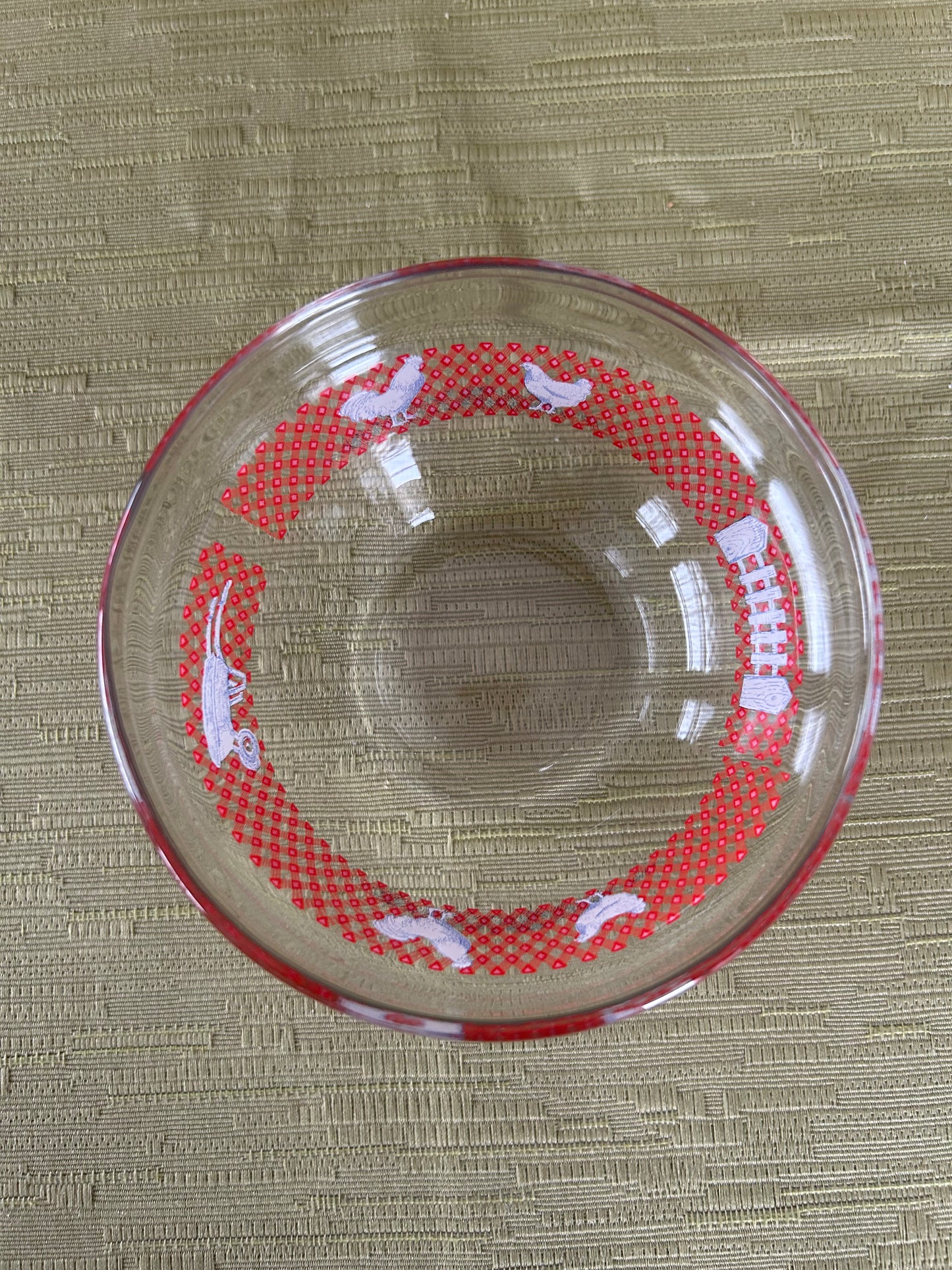 Vintage Set of 3 Pyrex Style Chicken Design Mixing Bowls