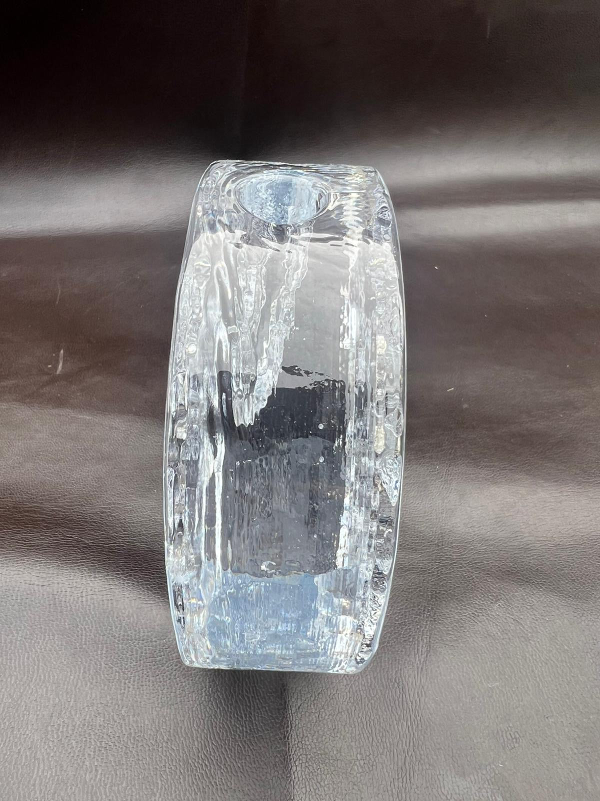 Vintage German Ingrid Glass Block Crystal Solifleur Smiling Sun Face Bud Vase