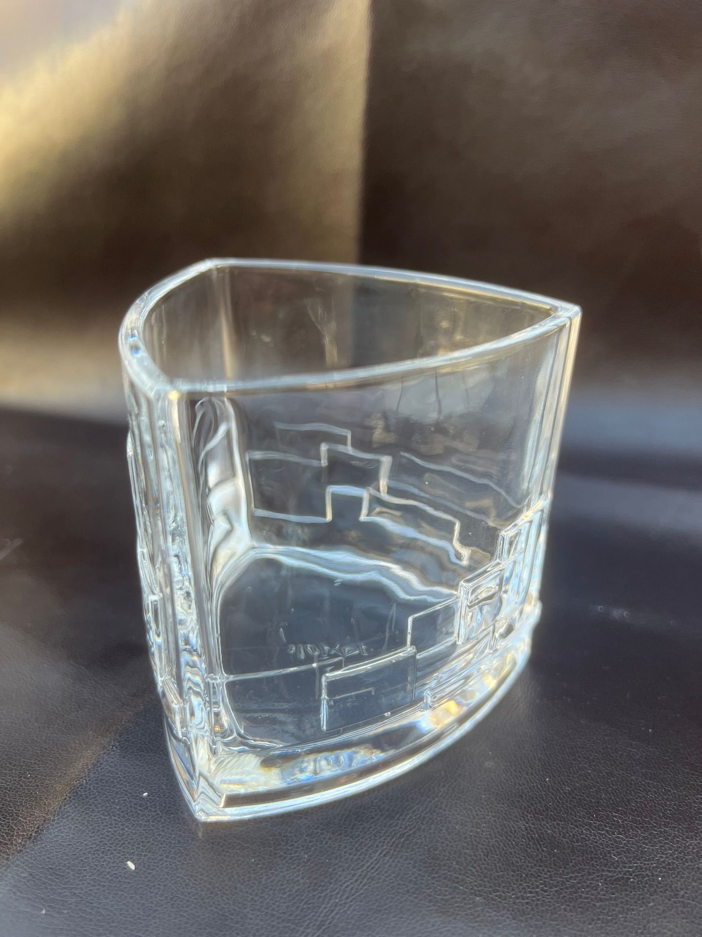 Joyjolt Revere Scotch Whiskey Glasses Crystal Geometric Design Set of 2