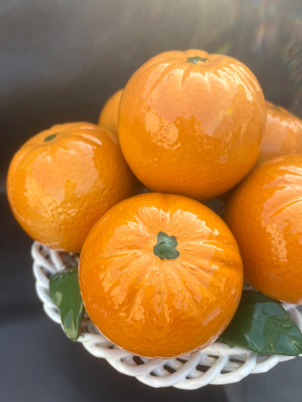 Vintage Spanish Handcrafted Centrepiece of Oranges In A Basket