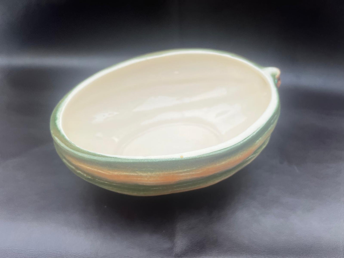 Vintage Ceramic Pumpkin Dish In Majolika Style Hand Painted Autumn Fall VGC