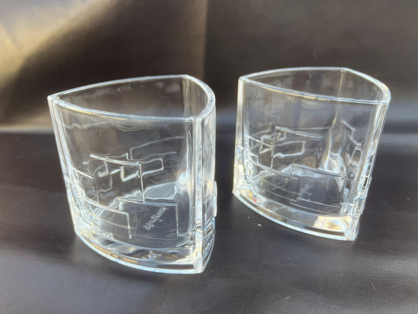 Joyjolt Revere Scotch Whiskey Glasses Crystal Geometric Design Set of 2