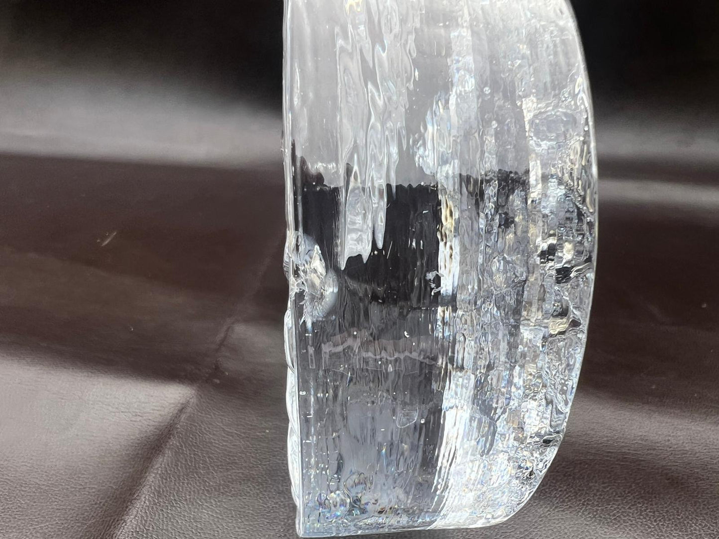 Vintage German Ingrid Glass Block Crystal Solifleur Smiling Sun Face Bud Vase
