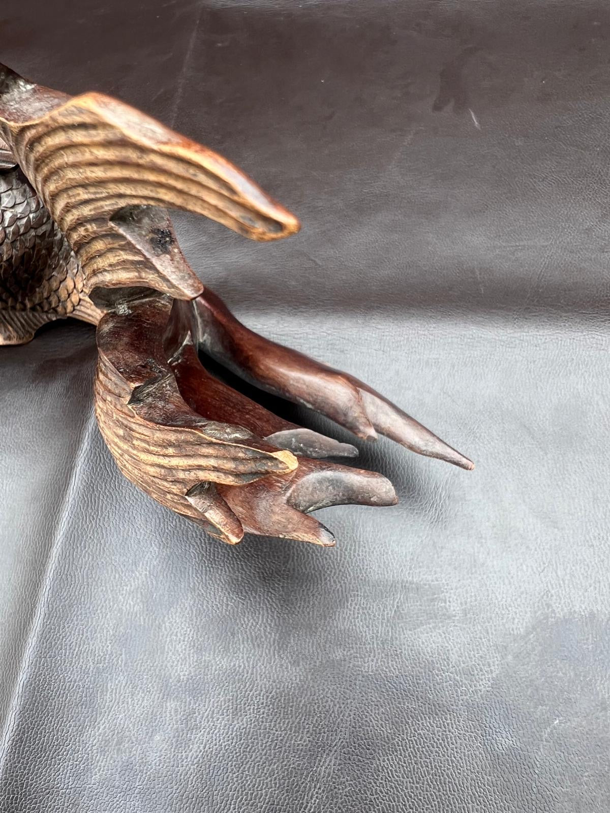 Stunning Pair of Rosewood Koi Carp Fish Ornaments with Glass Eyes Hand Carved