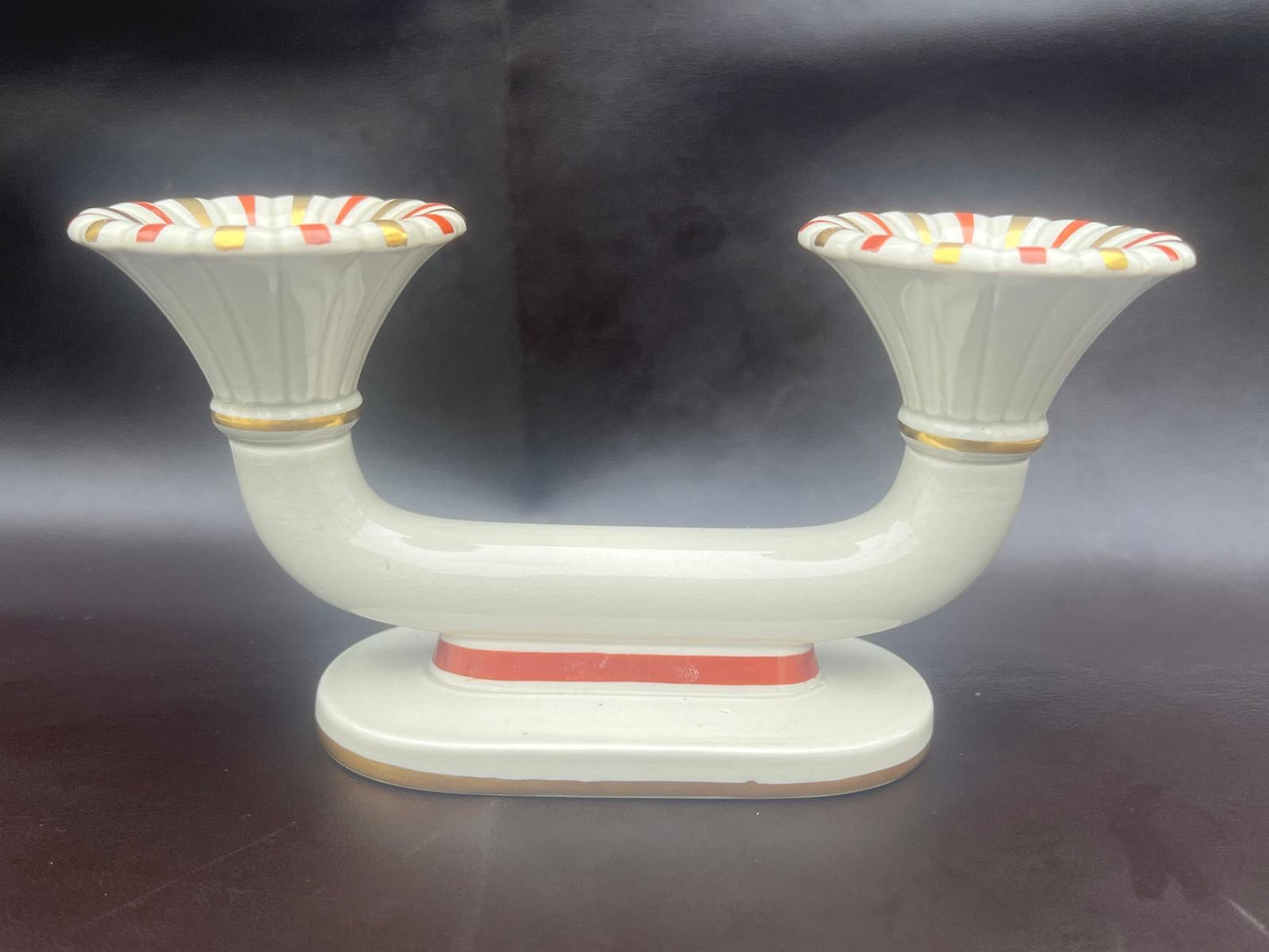 Royal Copenhagen Aluminia Oranja Tureby Faience Candle Holder Set Denmark