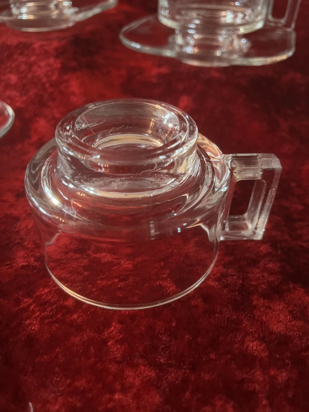 4 Retro Joe Colombo Italian Glass Coffee Cups And Saucers Model: ‘Arno’