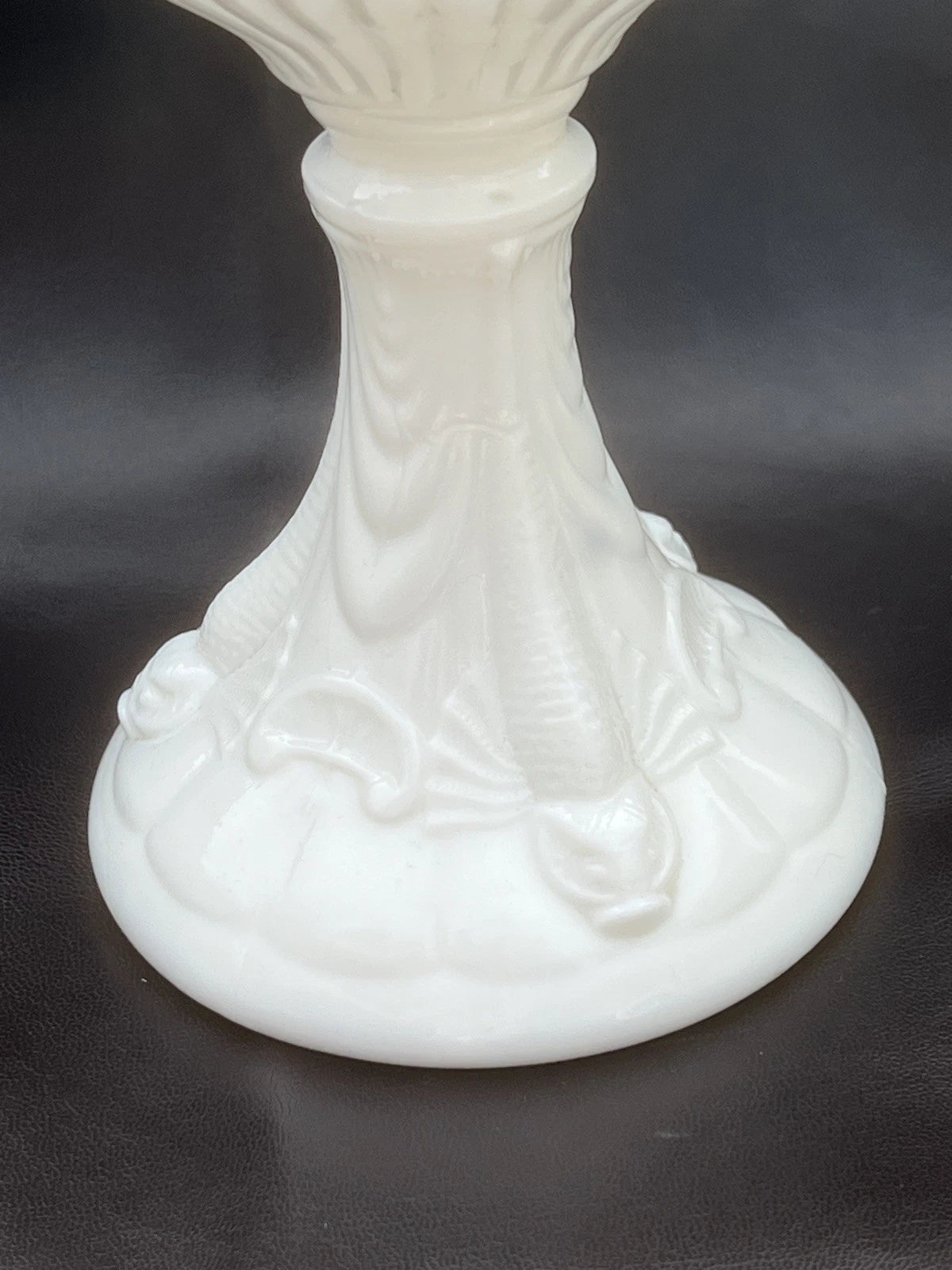 Antique 19th Century French Portieux Vallerysthal White Opaline Milk Glass Oil Lamp