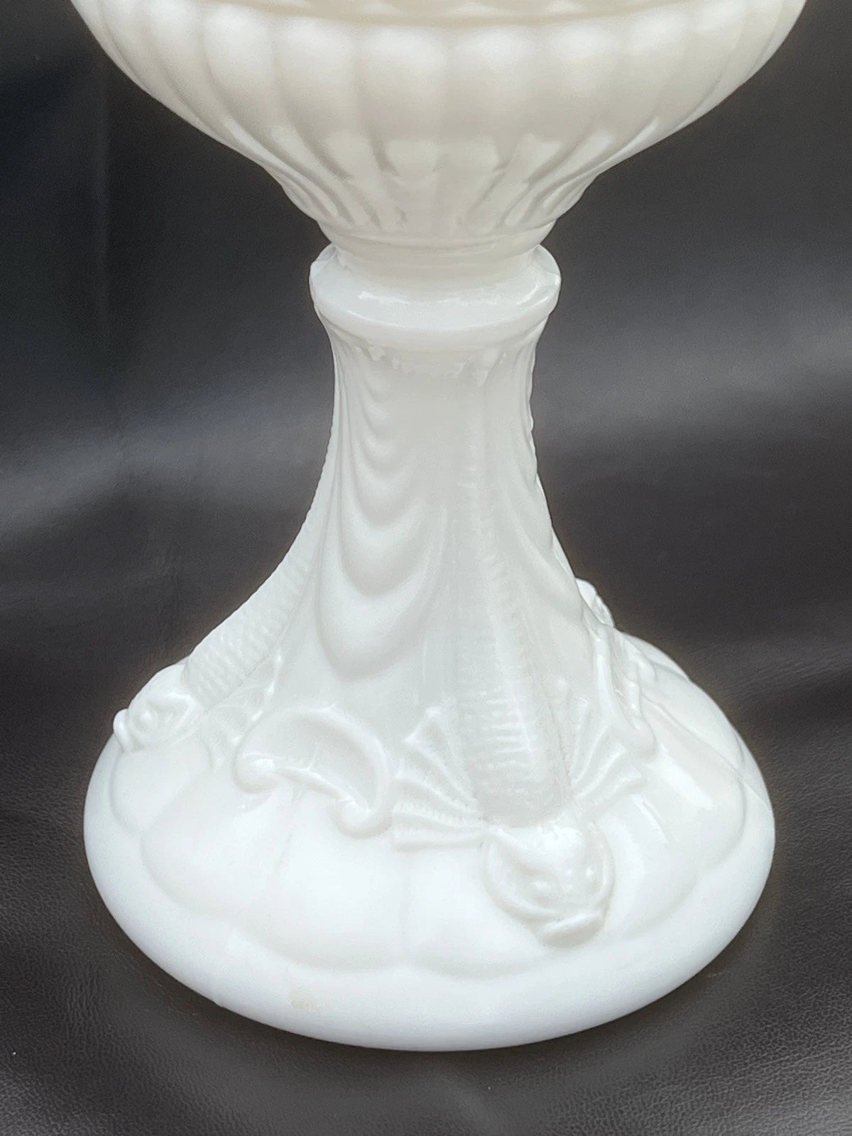 Antique 19th Century French Portieux Vallerysthal White Opaline Milk Glass Oil Lamp