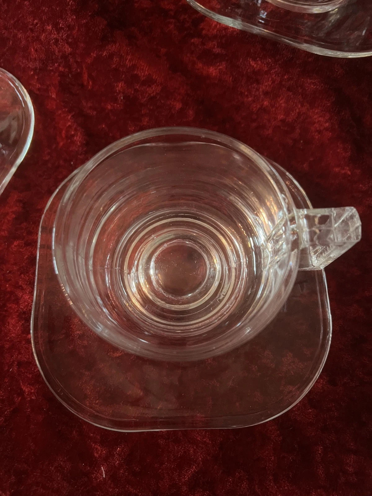 4 Retro Joe Colombo Italian Glass Coffee Cups And Saucers Model: ‘Arno’