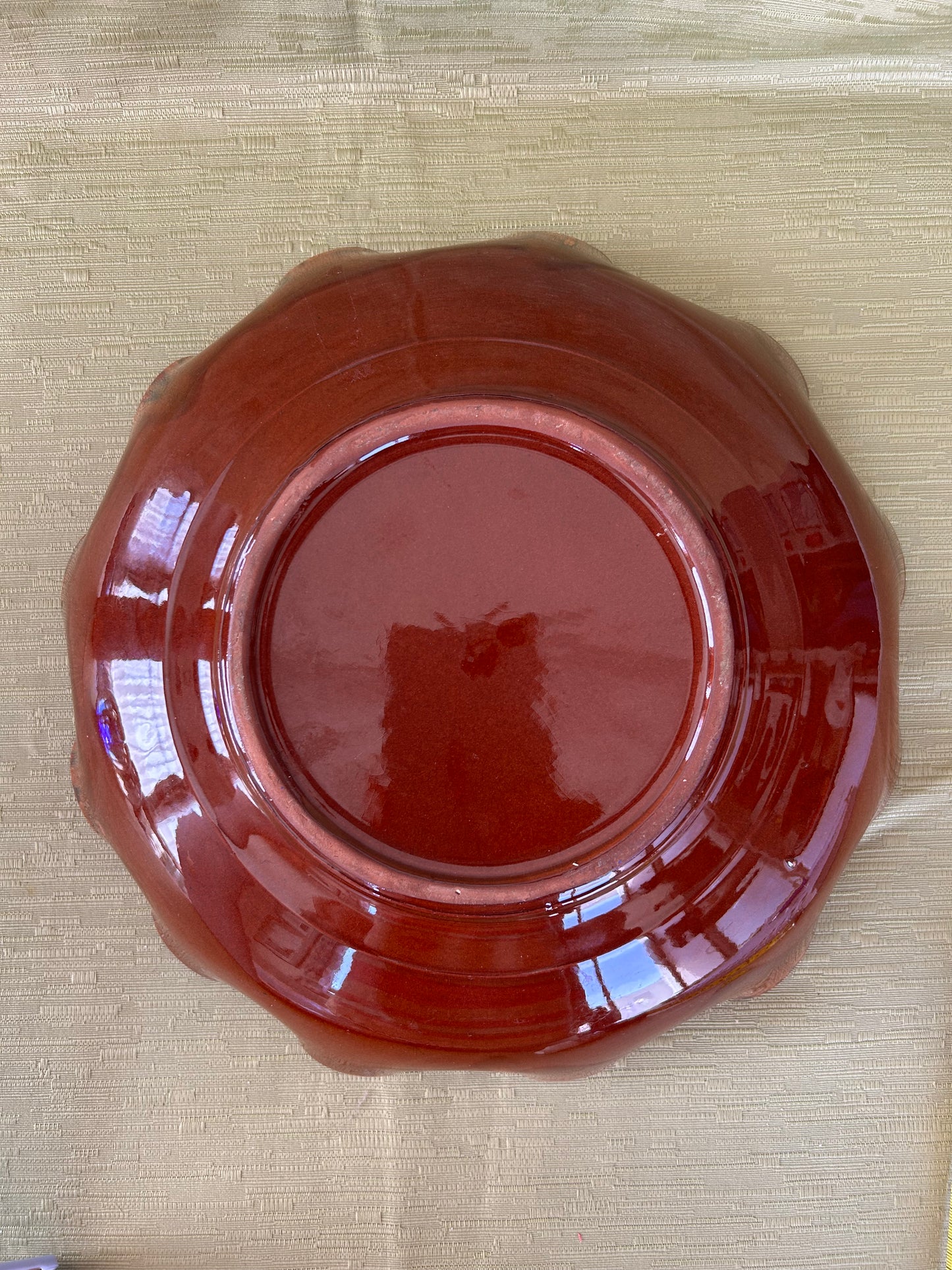 Vintage Californian Pottery Red & Orange Ceramic Dish / Bowl Centrepiece