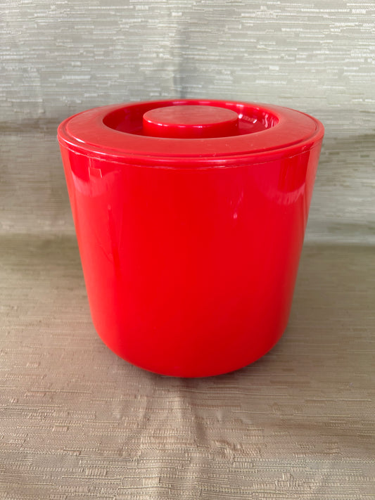Vintage Retro 1980s Embee Ice Bucket with Lining Red