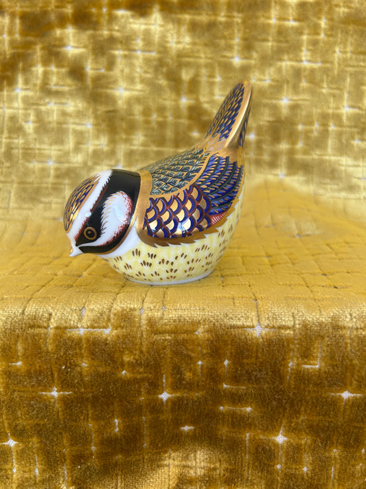 Royal Crown Derby Paperweight Blue Tit With Gold Stopper