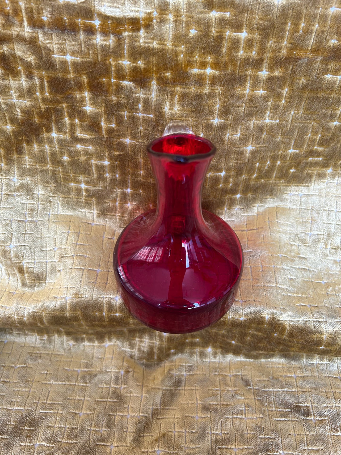 Whitefriars Ruby & Clear Glass Sparrow Beak Jug