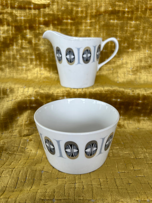 Rare Retro Colclough Milk Jug and Sugar Bowl Ridgway Potteries